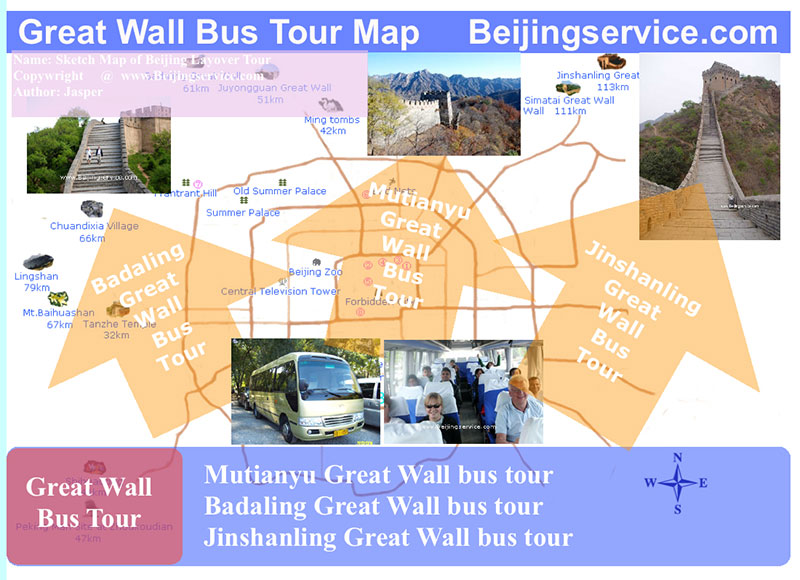 Big Map of Great Wall bus tour