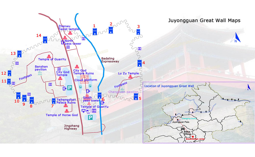 Juyongguan Great Wall map