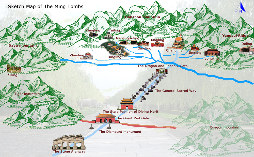 Ming Tombs map