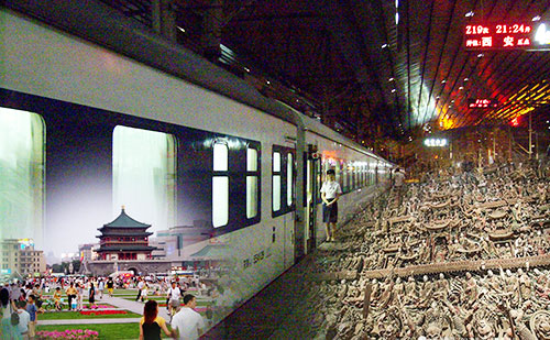 photo of Shuilu Temple Bell & Drum Tower and Shuyuanmen Street from Beijing by Train