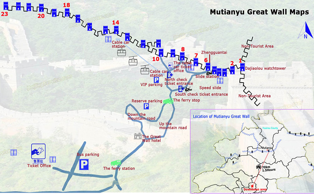Mutianyu Great Wall map