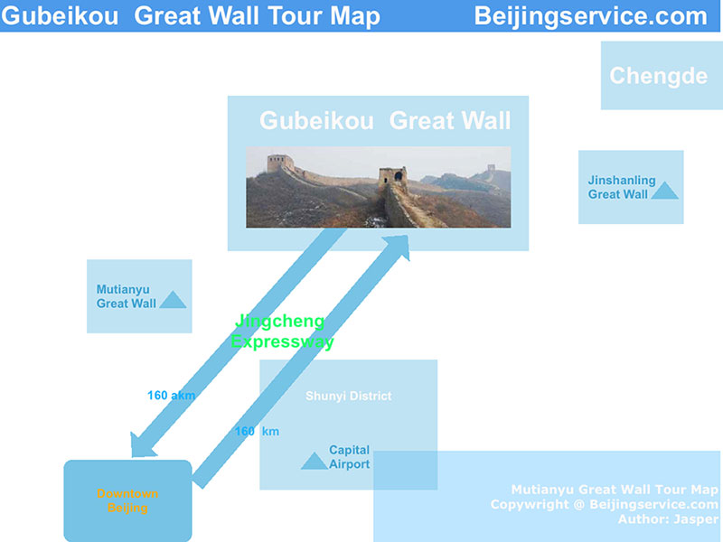 Big Map of Gubeikou Great Wall tour
