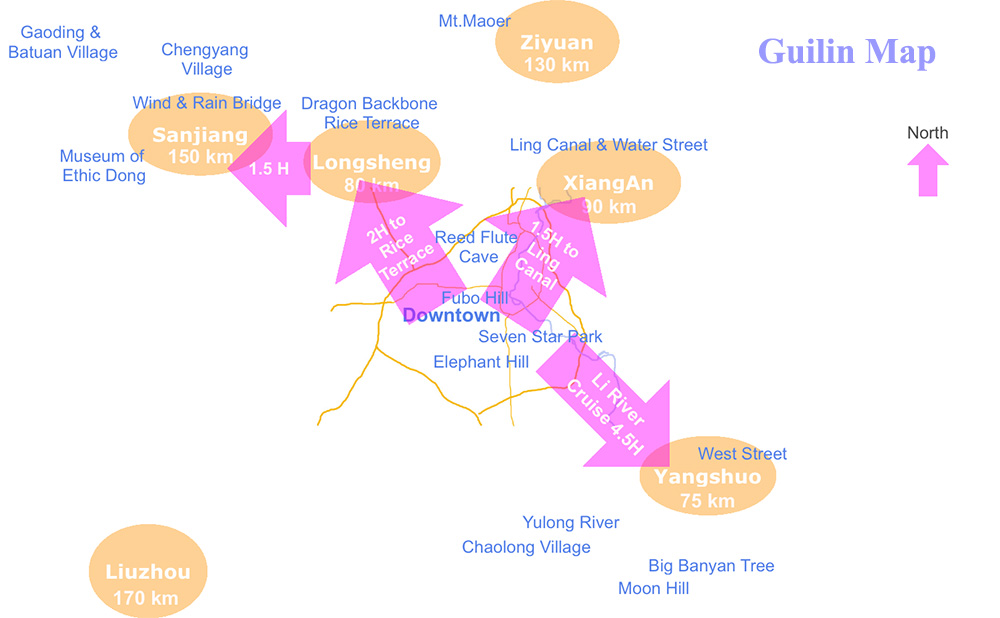 Guilin Tour map